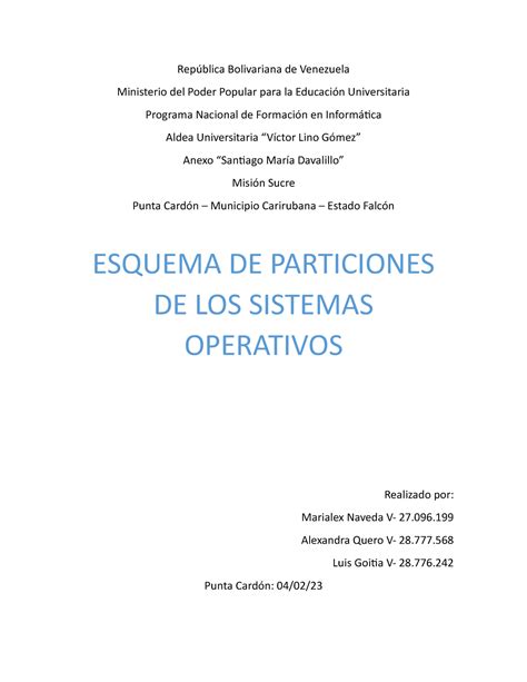 Esquema de particiones de los sistemas operativos República