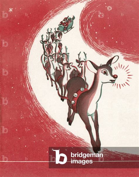 Image Of Rudolph The Red Nosed Reindeer Leading Santas Sleigh 1949