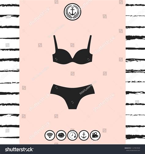 Set Lingerie Swimsuit Twopiece Bikini Silhouette Stock Vector Royalty Free 1127957639