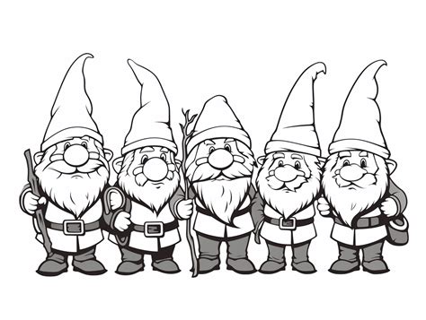 Magical Seven Dwarfs Coloring Sheet Coloring Page