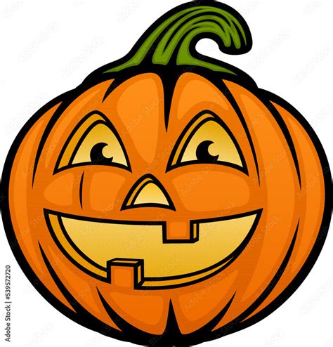 Vector illustration of a happy, smiling orange cartoon jack o' lantern ...