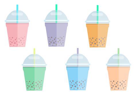 Boba Tea Cartoon Images Cute Bubble Milk Tea Cartoon Characters Set