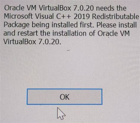 Solved Oracle Vm Virtualbox 7 0 20 Needs The Microsoft Visual C 2019 Redistributable Package B