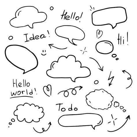 Premium Vector Set Of Hand Drawn Comics Style Speech Bubbles