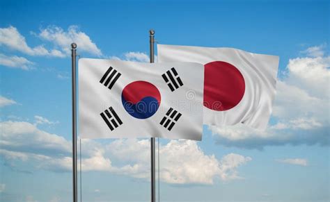 Japan and South Korea flag stock image. Image of coalition - 284076651