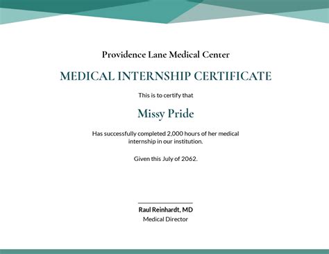 Medical Internship Certificate Template [Free PDF] - Word