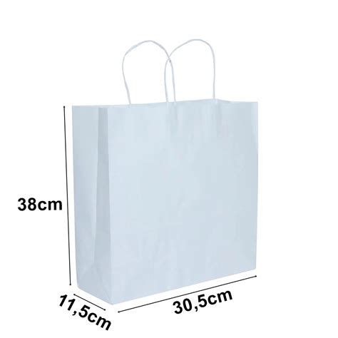 Sacola De Papel Kraft Branco X X Cm Unidades G Sacolas