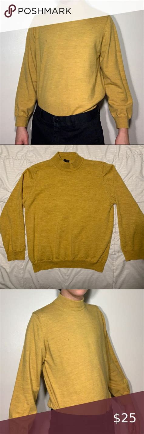 Toscano Mustard Mock Turtleneck Sweater Simple Casual Outfits Mock