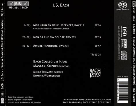 Masaaki Suzuki Bach Collegium Japan J S Bach Secular Cantatas Vol