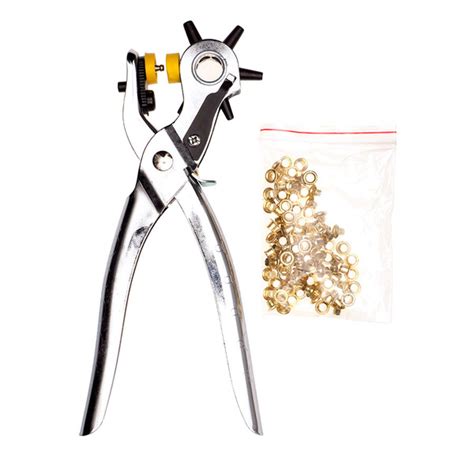 Дырокол ручной круговой с блочками и 2 насадками для установки кнопок и ...