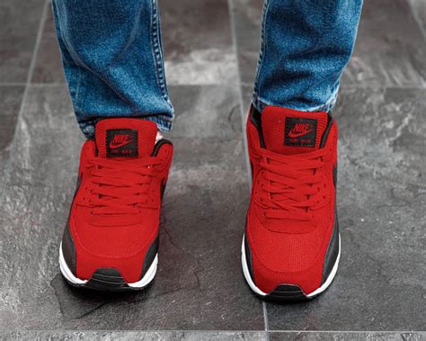 Купить Мужские кроссовки Nike Air Max 90, красные кожаные замшевые ...