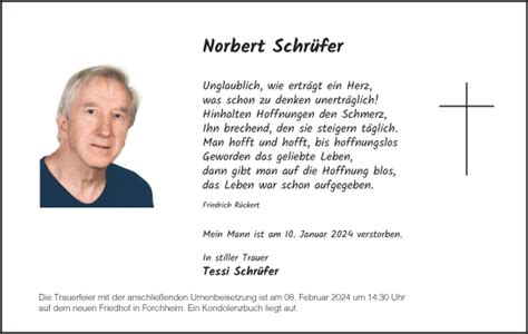 Norbert Schrüfer Traueranzeige trauer inFranken de