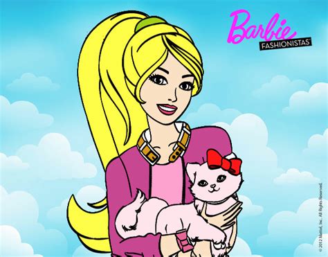 Dibujo De Barbie Con Su Linda Gatita Pintado Por En Dibujos Net El D A