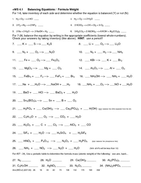 Balancing Chemical Equations Practice 8th Grade Balancing Equations Practice Worksheet Easy