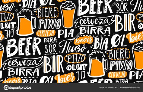 Patr N Texto Cerveza Pizarra Negra Palabra Cerveza Diferentes Idiomas