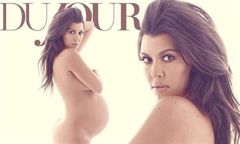 Kourtney Kardashian Reveals Pregnant Form For Nude Dujour Magazine Cover Shoot Daily Mail Online