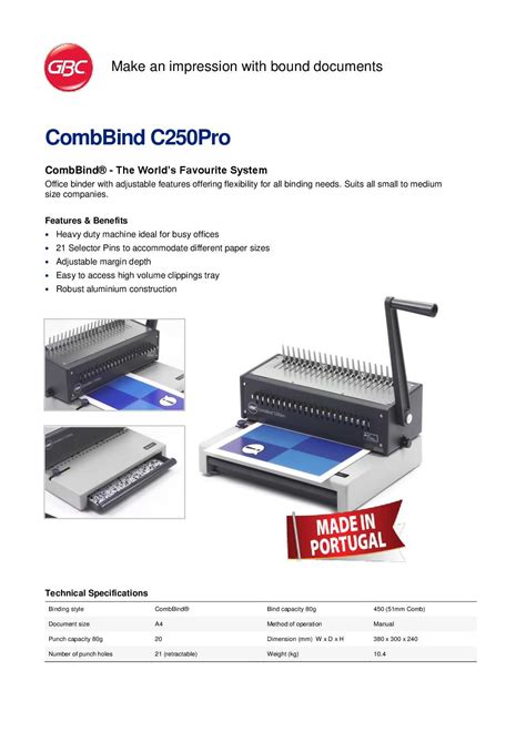 Gbc C Pro Comb Bind Manual Binder Timi Office Solution