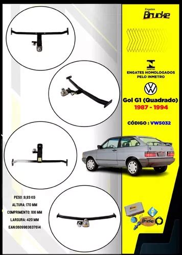 Engate Reboque Fixo Vw Gol G1 quadrado 1987 Até 1994 700kg