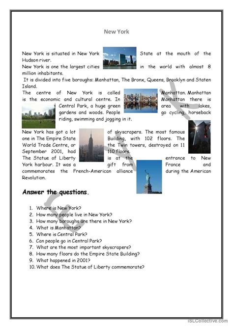 New York English Esl Worksheets Pdf And Doc