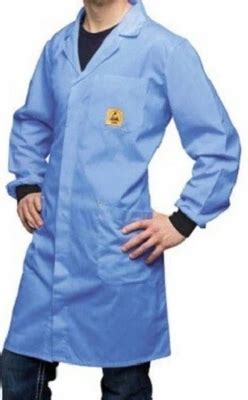 cleanroom lab coat esd anti static blue apron unisex size