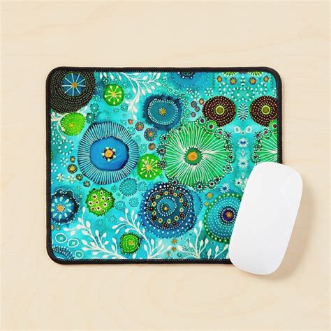 Aboriginal Australian Shades Of Blue Ocean Dot Painting Mouse Pad For