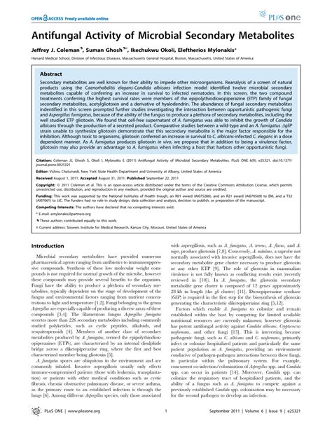 Pdf Antifungal Activity Of Microbial Secondary Metabolites