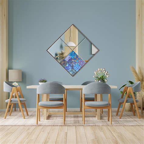 Handmade One Side Turkish Stone Tile Tetragon Mirror Diamond Wall