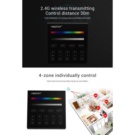 Rgb And Rgbw Touch Control Panel Zones Black Milight
