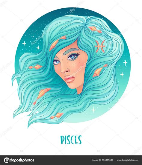 Ilustraci N De Piscis Signo Astrol Gico Como Una Chica Hermosa