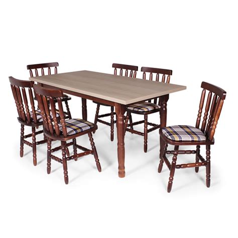 Conjunto Mesa De Jantar Retangular X Cm Imbuia Cadeiras Em