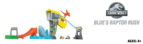 Amazon Hot Wheels Track Set Toy Cars RacerVerse Jurassic World Blues Raptor Rush Track
