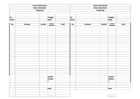 Nota Kosong Kledo Excel Pdf