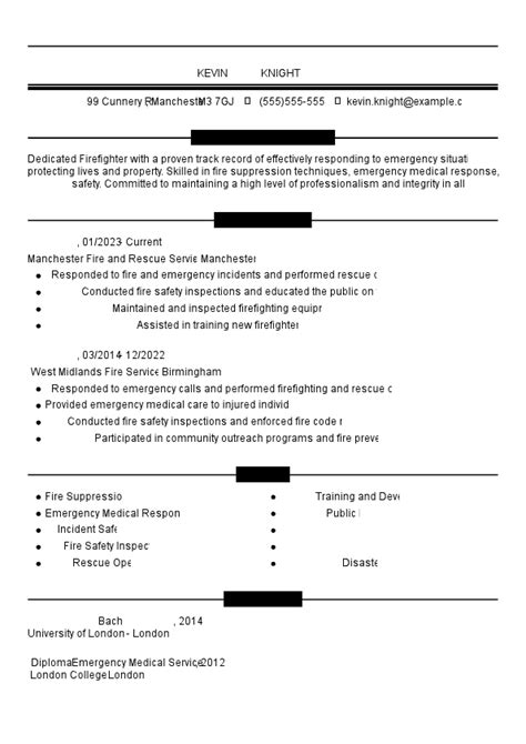 Firefighter CV Examples Tips Templates MyPerfectCV