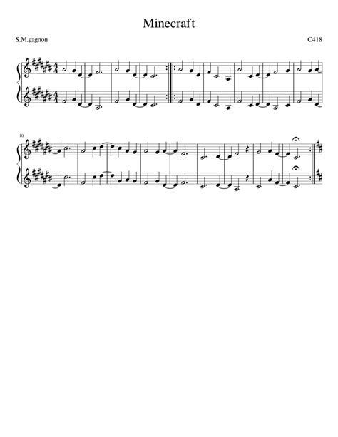 Minecraft Sheet Music For Piano Solo