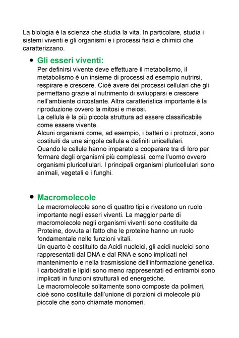 Appunti di Biologia La biologia è la scienza che studia la vita In