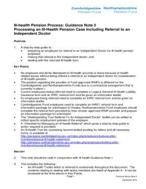 Fillable Online Ill Health Pension Process Guidance Note Making The