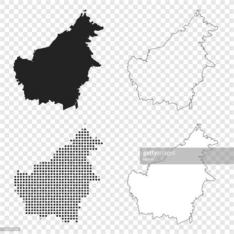 Borneo Maps For Design Black Outline Mosaic And White High Res Vector