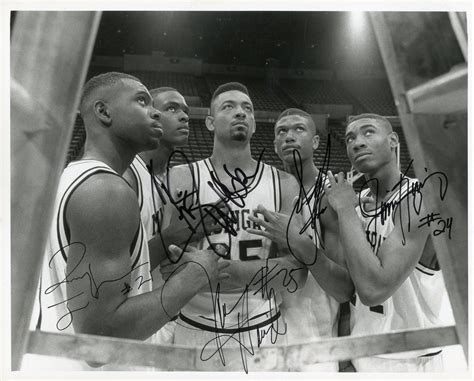 Ultra Rare 1992-93 Michigan Wolverines "Fab Five" Signed Photo by all Five (PSA)