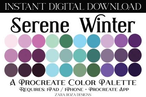 Serene Winter Procreate Color Palette Graphic By ZaraRozaDesigns