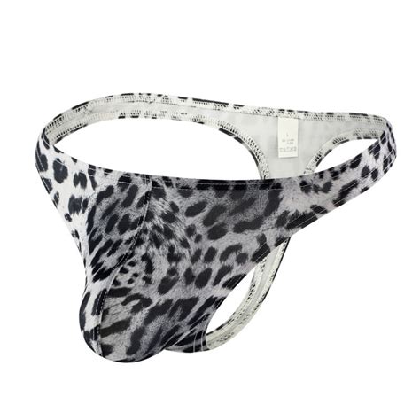 Tesoon Men S Leopard Thong Underwear Bikini Low Rise Brief Walmart