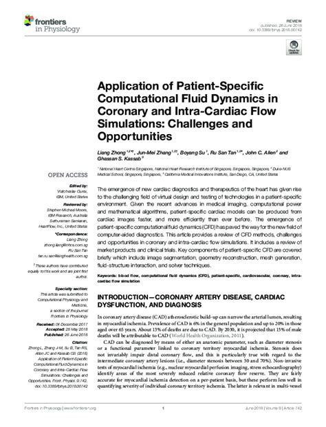 Pdf Application Of Patient Specific Computational Fluid Dynamics In