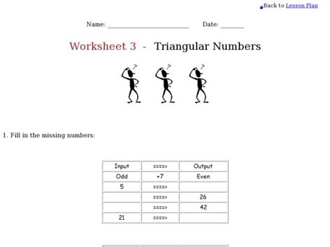 Triangular Numbers Worksheet For 10th Grade Lesson Planet