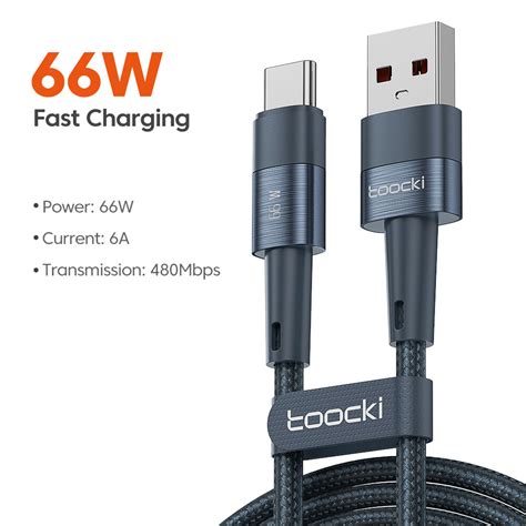 Toocki 6a 66วัตต์ Usb Type C เคเบิ้ลสำหรับหัวเว่ย P50 Mate 50 Pro Usb C