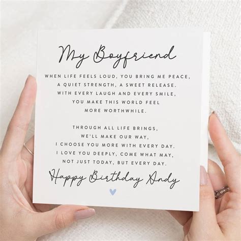 romantic cute birthday poem card  boyfriend  paper scene