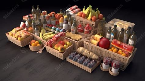 Side View Of 3d Groceries Powerpoint Background For Free Download