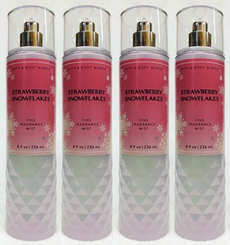 4 Bath Body Works STRAWBERRY SNOWFLAKES Fine Fragrance Mist Body