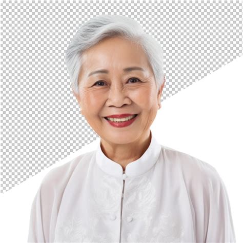 Premium Psd A Woman With Gray Hair And A White Shirt That Says Quot