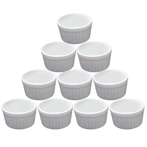 Kit 10 Ramekin Mini 40 ml Porcelana Canelado Porta Patê Molheira