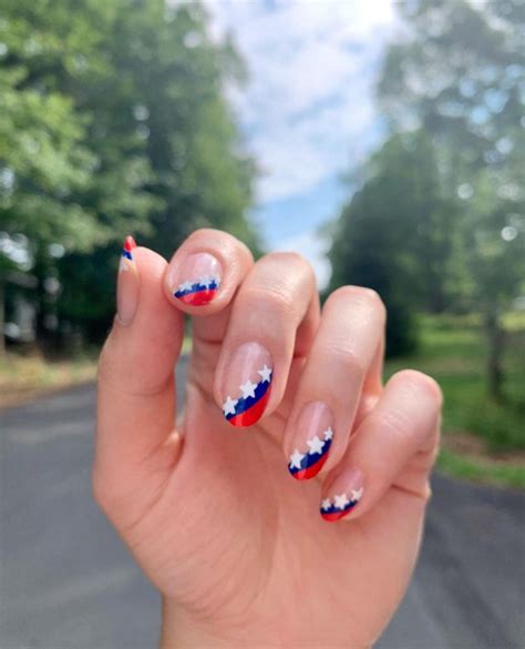 Patriotic Nail Designs Blue And Red Side French Nails