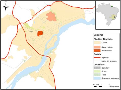 City map of Governador Valadares created using ArcGIS V.10.0. The upper ...